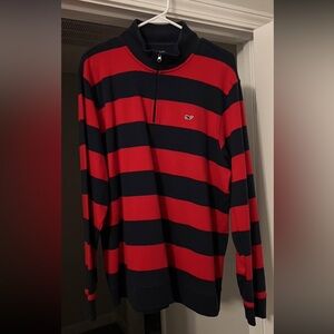 Vineyard vines Mens Size Large Red And Navy Quarter Zip